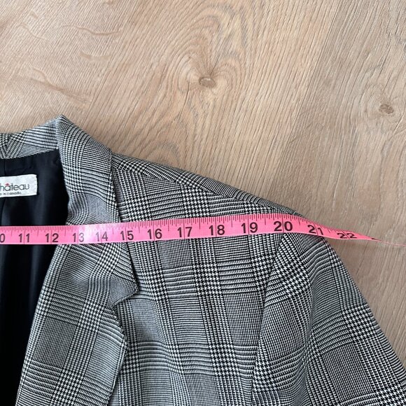 Vtg 90's Houndstooth Blazer Suit Jacket sz 42R - Black/White - Picture 6 of 11